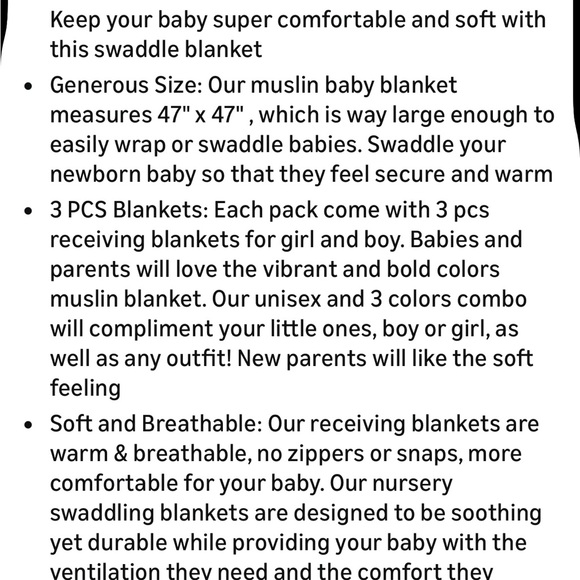 NEW Konssy set of 3 muslin swaddle blankets - Picture 4 of 4